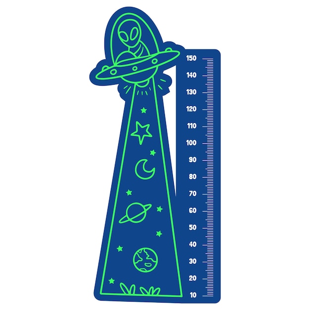 Vector ufo height measurement for kids