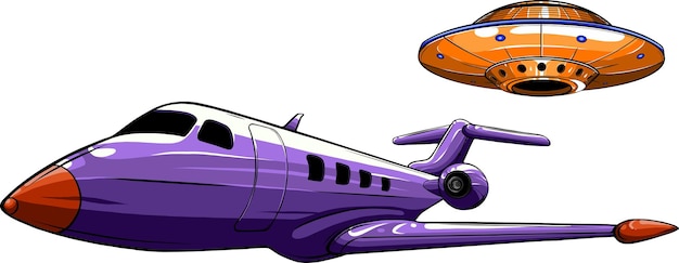 Vector ufo hunting airplane on white background