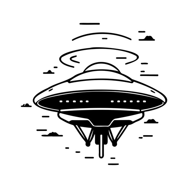 ベクトル ufo アイコン手描き黒色ロゴ ベクトル要素と完璧なシンボル