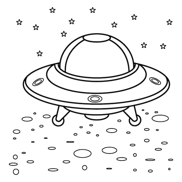 ufo outline drawing coloring book page