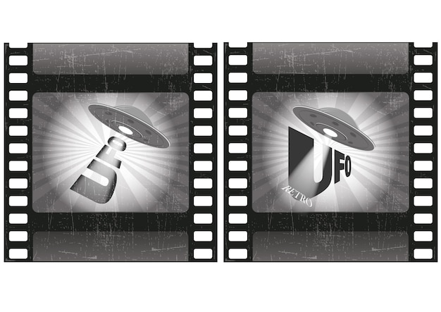 Vector ufo retro. oude filmstrip.