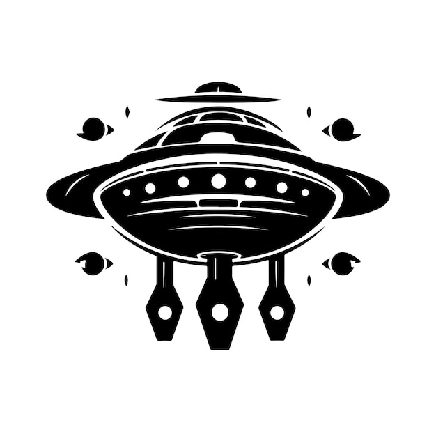 Ufo silhouette Vector On White Background