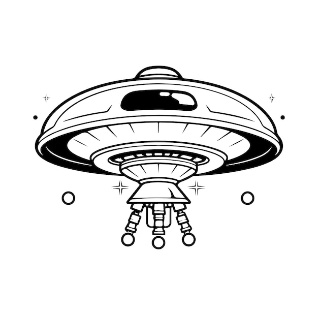 Ufo silhouette Vector On White Background