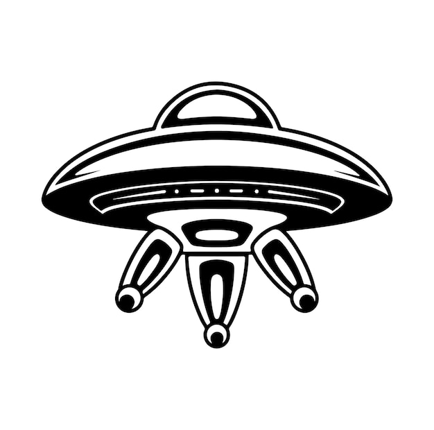 Ufo silhouette Vector On White Background