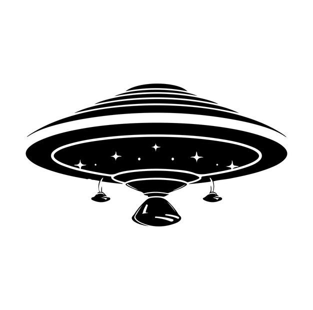 Ufo silhouette Vector On White Background