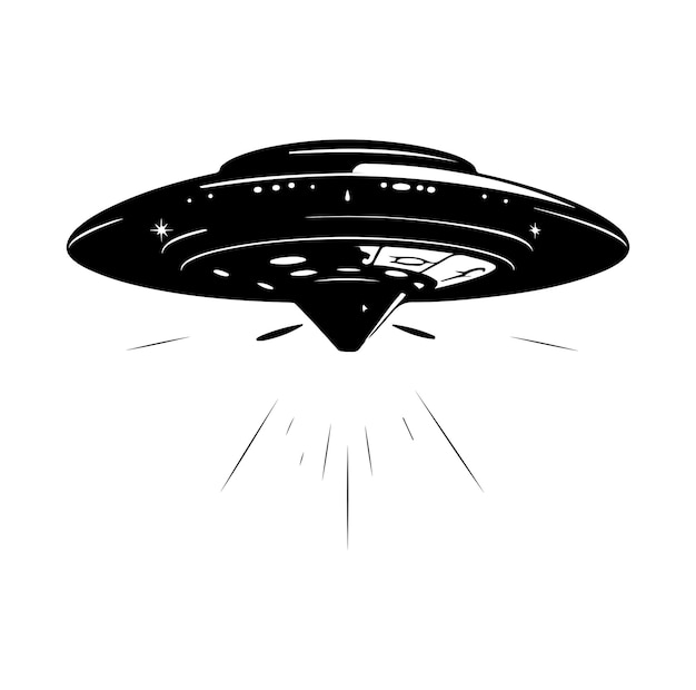 Ufo silhouette Vector On White Background