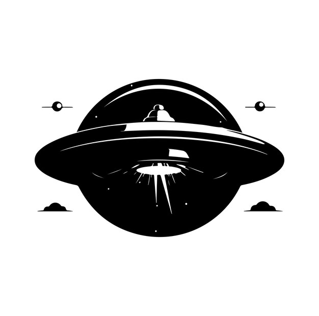 Vector ufo silhouette vector on white background