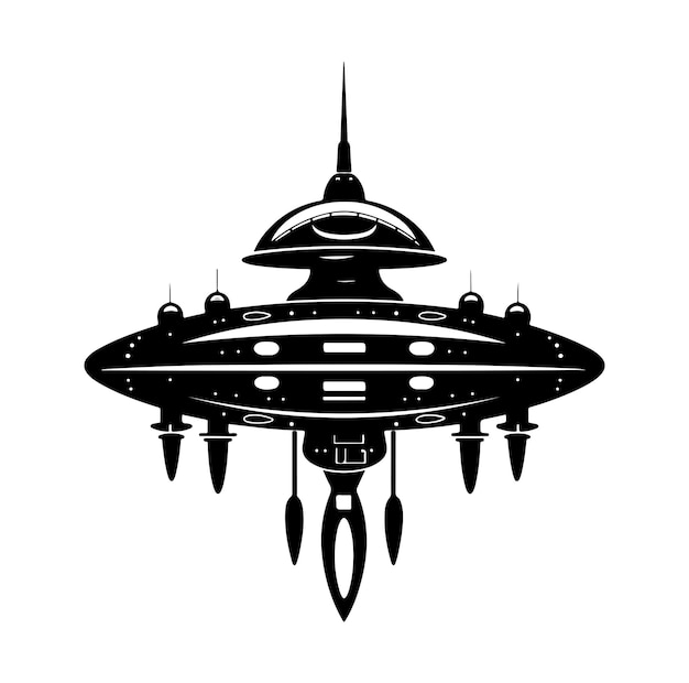 Ufo silhouette Vector On White Background