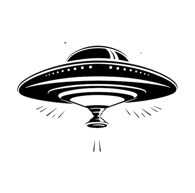 Ufo silhouette Vector On White Background