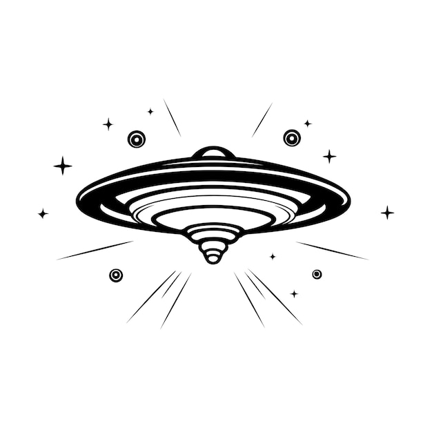 Vector ufo silhouette vector on white background