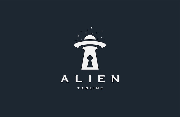 Ufo sleutelgat vorm logo pictogram ontwerp sjabloon platte vectorillustratie