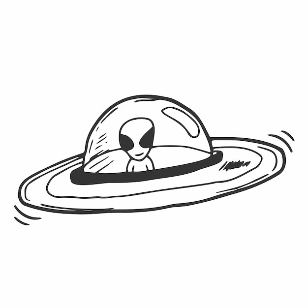 Vector ufo space ship in doodle