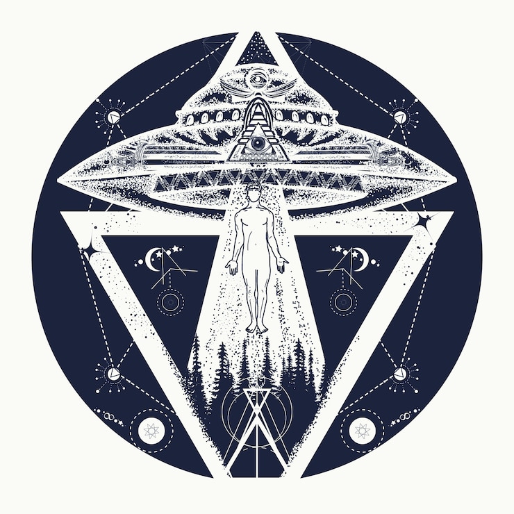 Vector ufo tattoo