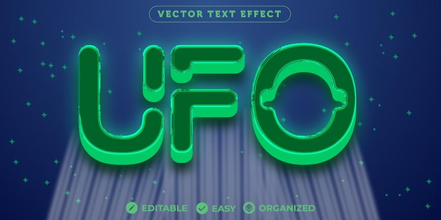 ベクトル ufo テキスト効果完全に編集可能なフォント テキスト効果