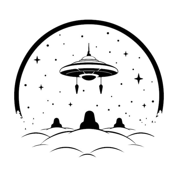 Ufo vector illustration unidentified flying object saucer cosmic vessel