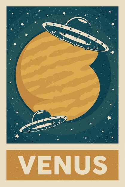 UFO verkennen Venus Signage Poster Retro rustieke klassieker