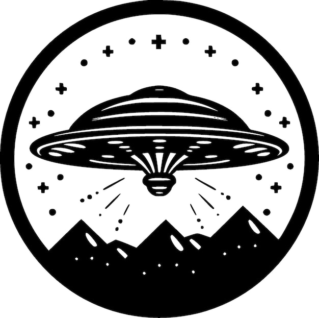 Vector ufo zwart-wit vectorillustratie