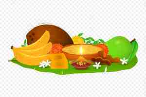 Vector ugadi festival food plate on transparent background