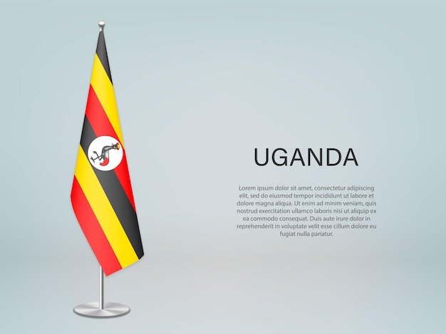 Uganda hanging flag on stand Template forconference banner