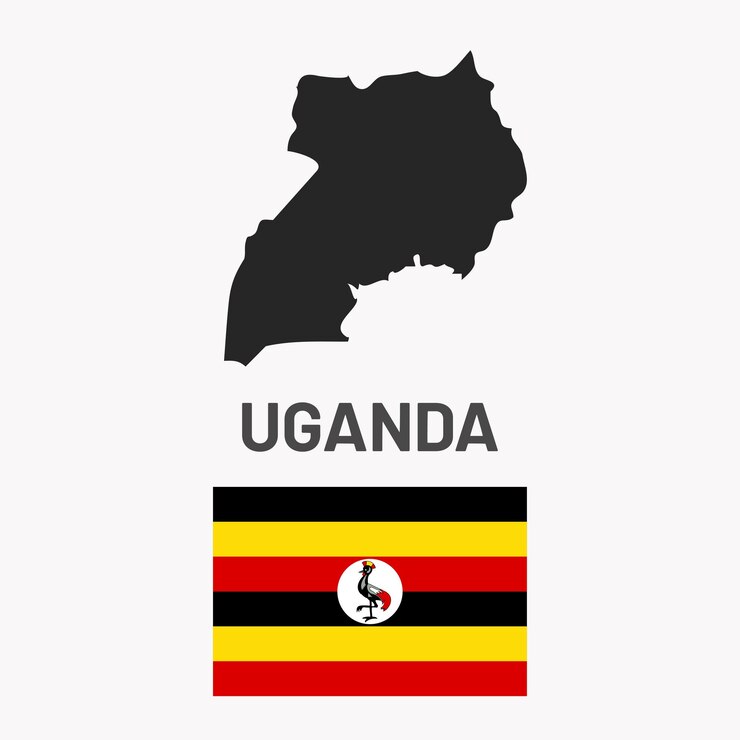 Uganda Map and Flag illustration