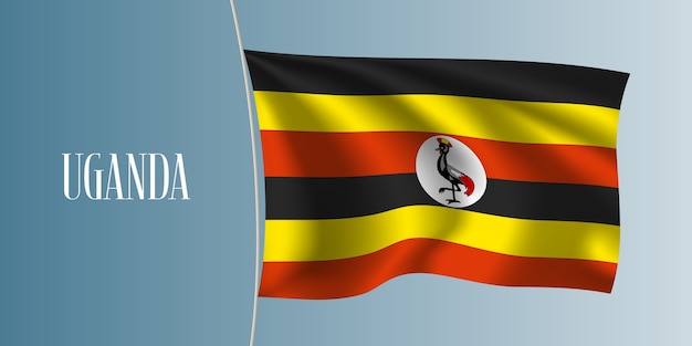 Uganda waving flag vector illustration