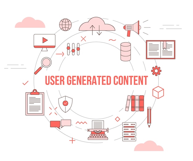 Ugc user generated content concept with icon set template banner