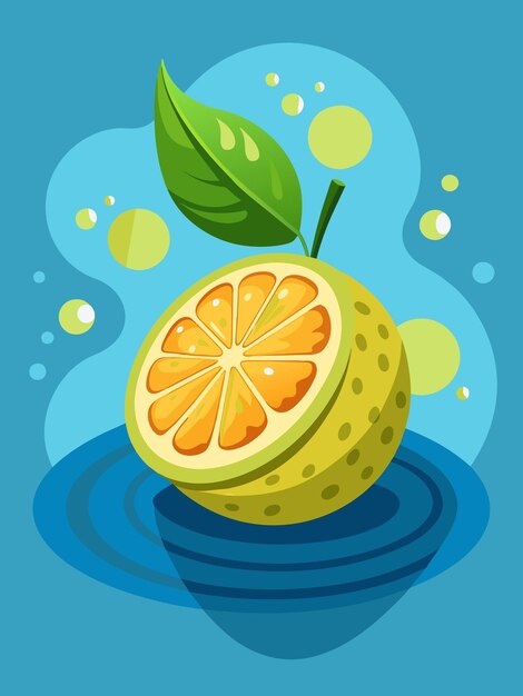 Vector ugli fruit floats in water creating a vibrant and refreshing composition