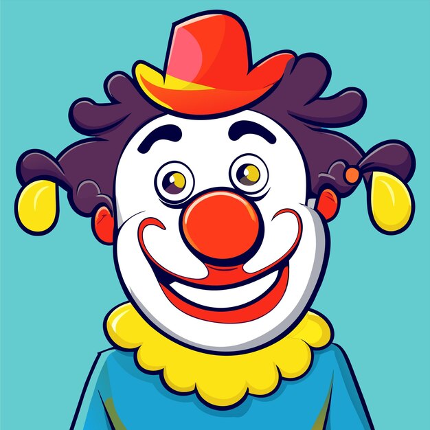 Vettore brutto clown volto malvagio disegnato a mano piatto elegante adesivo di cartone animato icona concetto illustrazione isolata