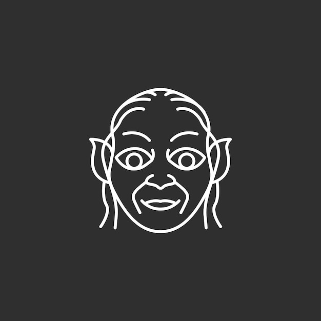 Ugly face icon. Outline vector illustration