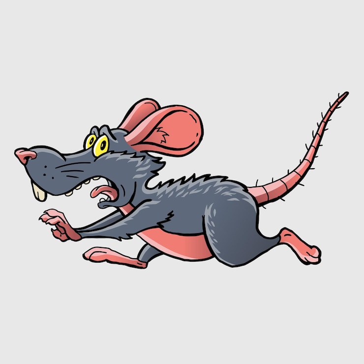 Vector ugly rat and runs away