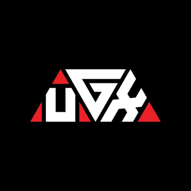 Vettore logo triangolare con forma di triangolo progettazione del logo triangolare monogramma modello di logo vettoriale triangolare ugx con colore rosso logo triangolari ugx semplice elegante e lussuoso logo ugx