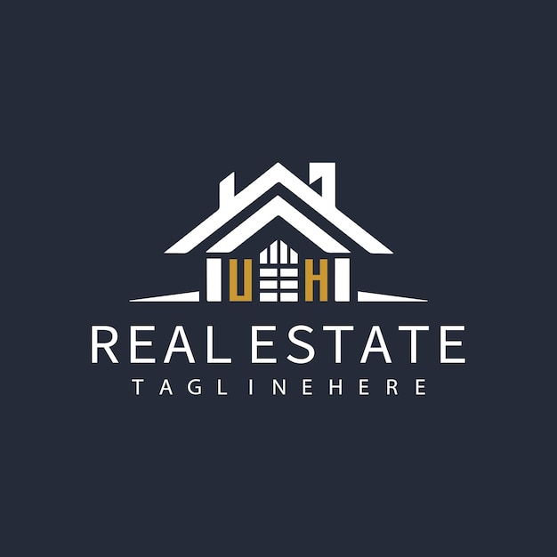 Vector uh initial monogram logo real estate style design