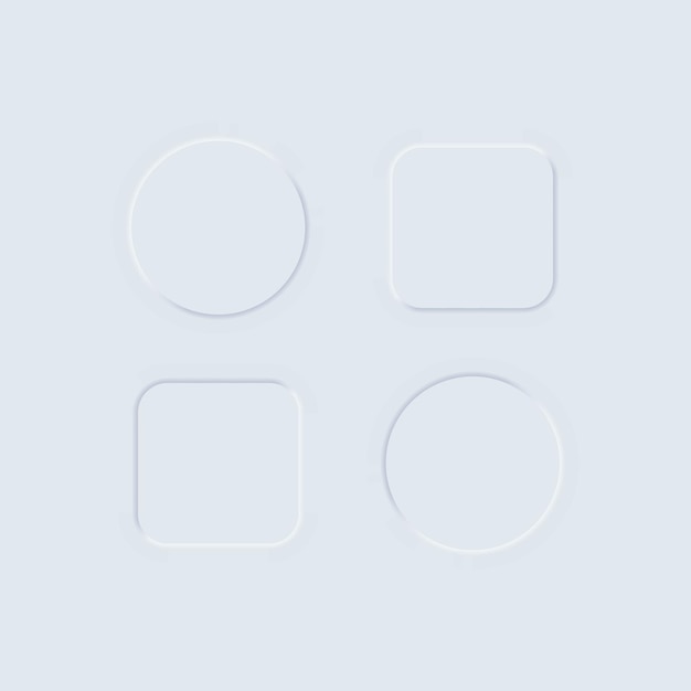 UI blank white buttons in neomorphism design style for website or app