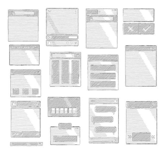 Vector ui browser sketch drawing style