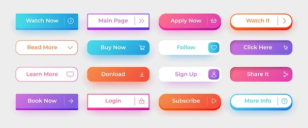 Premium Vector | Ui button website rectangular modern action interface ...