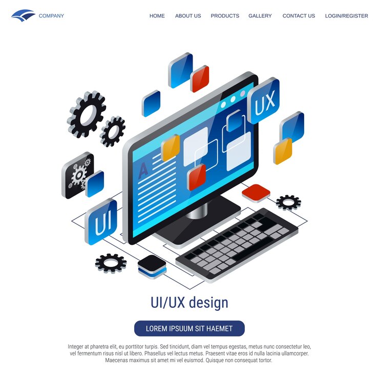 Vector ui construction flat 3d isometric style vector concept