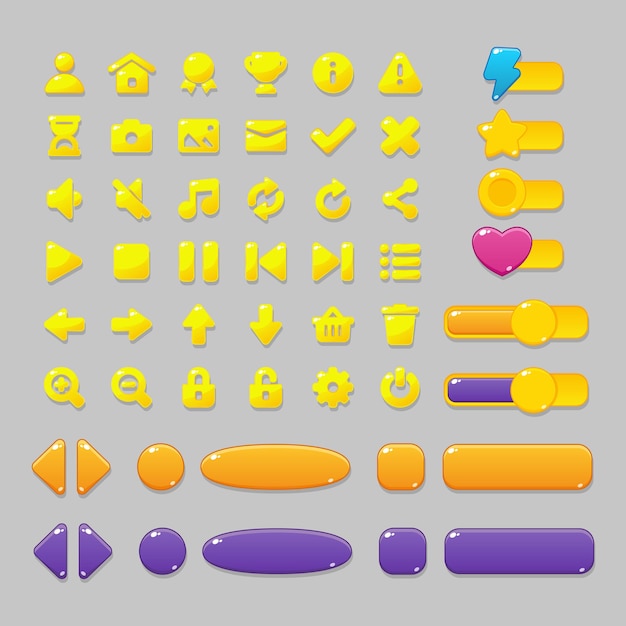 벡터 게임 및 애플리케이션을 위한 ui 디자인 다양한 인터페이스 요소