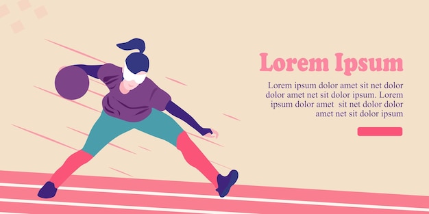 Vector ui design illustration with the faceless blind girl playing goalball