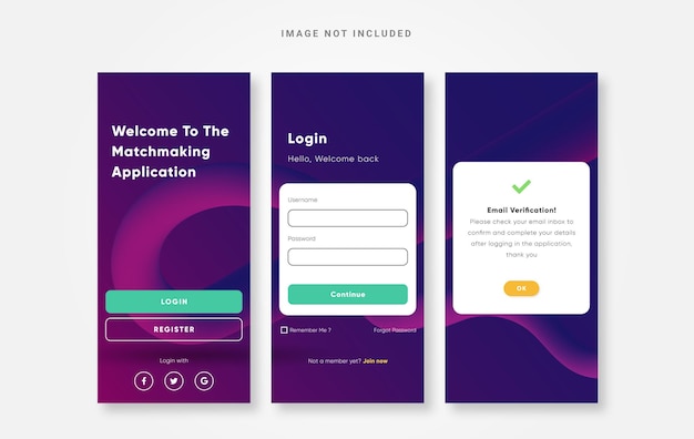 Vector ui design login matchmaking design app