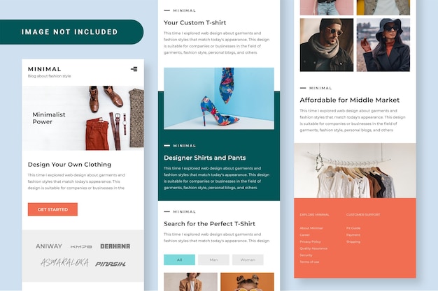 Vettore ui design minimal fashion responsive mobile