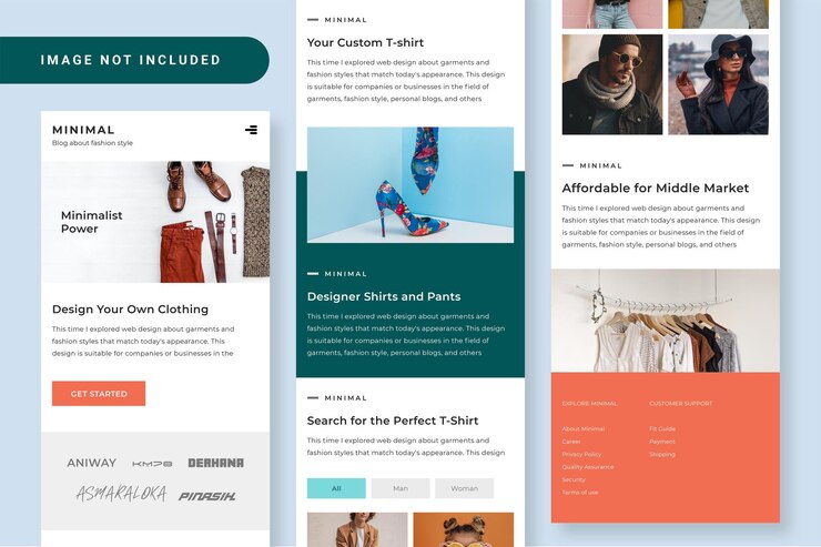 Vector ui design minimal fashion responsive mobile