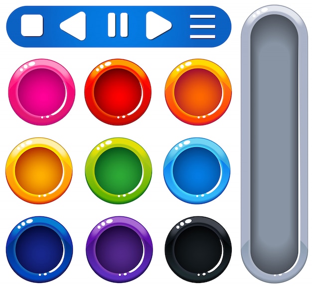 Вектор ui design блестящие красочные кнопки