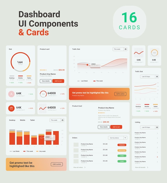 Vector ui elements for dashboard or web project