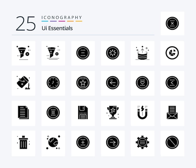 Ui essentials 25 solid glyph icon pack including connection buffer design minus delete