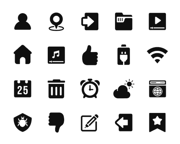 Ui icon set for web and mobile isolated on white backgroun