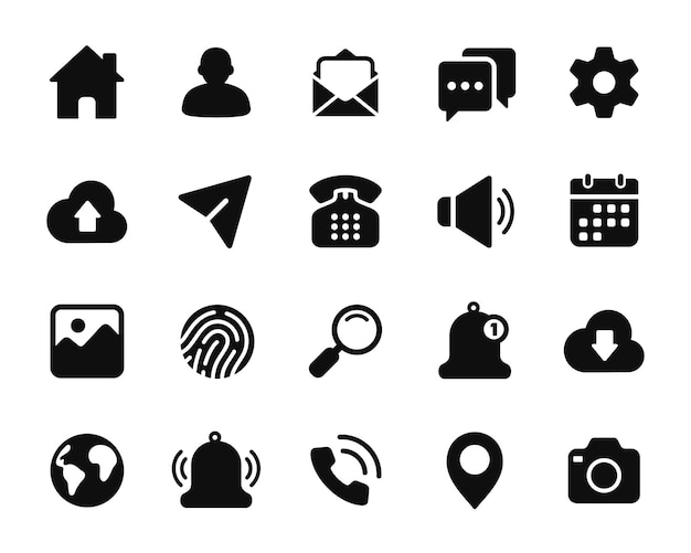 Ui icon set for web and mobile isolated on white backgroun