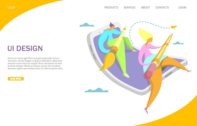 UI ontwerp vector website bestemmingspagina ontwerpsjabloon