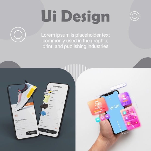 Ui-ontwerp voor verzameling van smartphone-elementen representaties van gebruikerservaring en interface-ontwerp