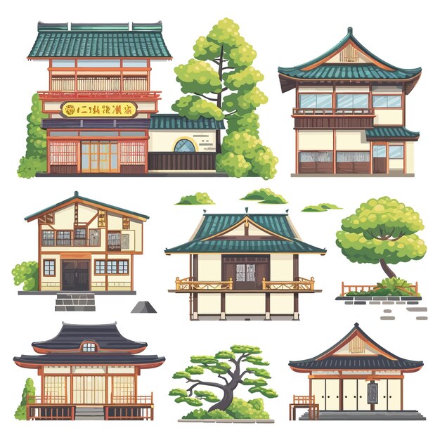 ベクトル ui_set_vector_illustration_of_japanese_house