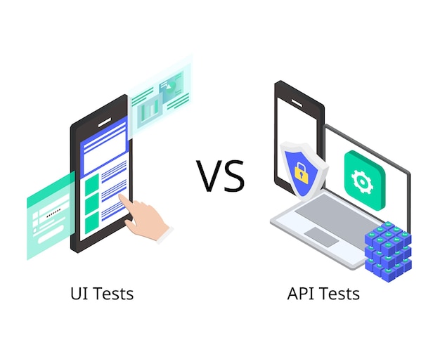 UI-testen is testen tussen gebruikers, terwijl API-testen testen is tussen backend of serverzijde van